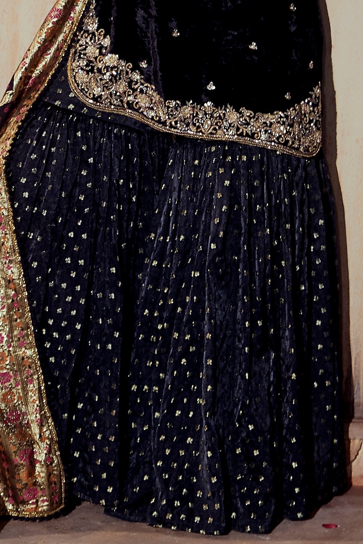 Black Brocade Silk Gharara Set by Gul by Aishwarya at Pernia's Pop Up Shop