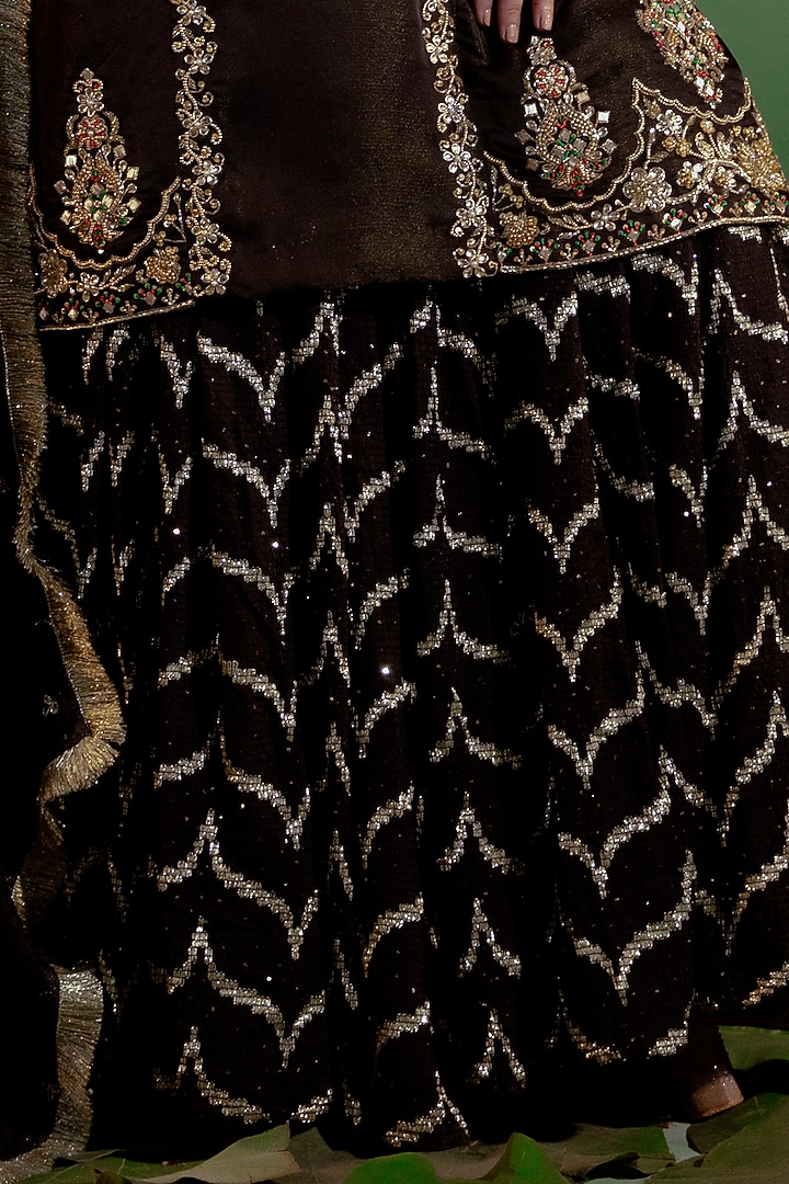 Black Chanderi Gharara Set by Gul by Aishwarya at Pernia's Pop Up Shop