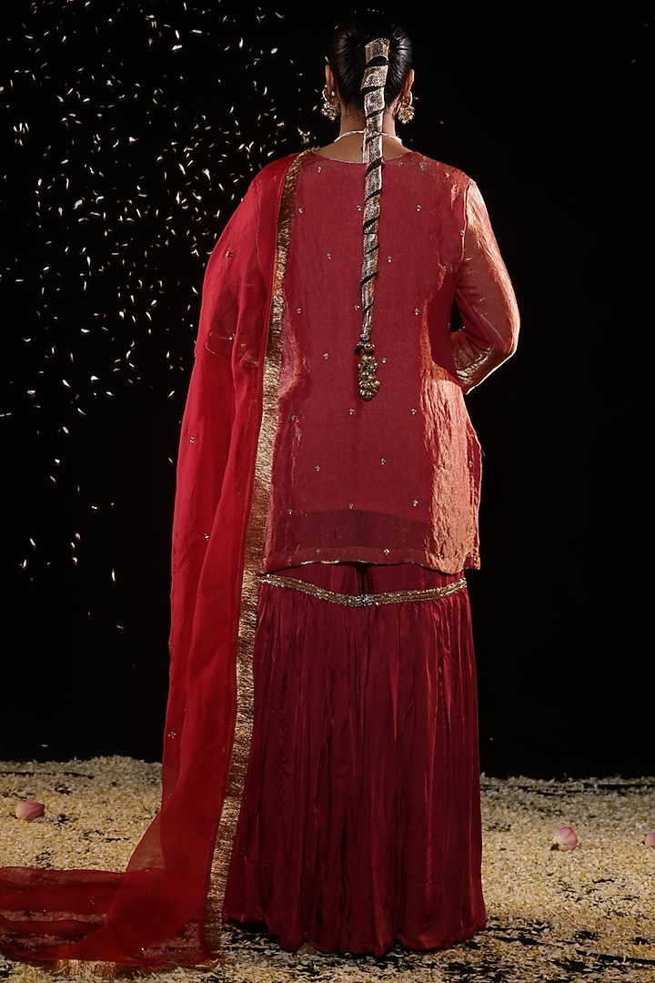 Pink Satin Silk Embroidered Gharara Set by Gul by Aishwarya at Pernia's Pop Up Shop
