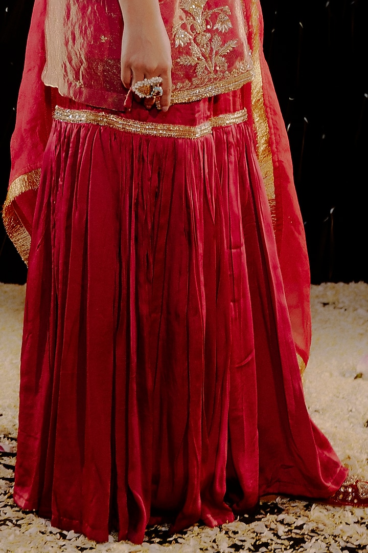 Pink Satin Silk Embroidered Gharara Set by Gul by Aishwarya at Pernia's Pop Up Shop