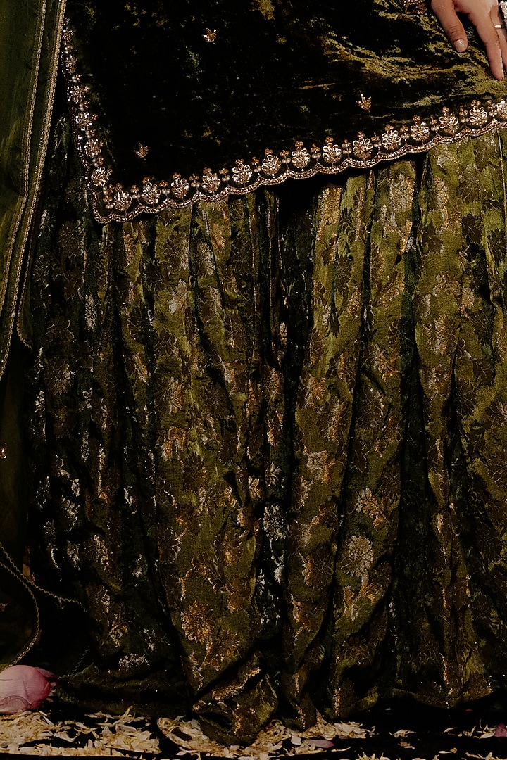Mehendi Green Brocade Gharara Set by Gul by Aishwarya at Pernia's Pop Up Shop