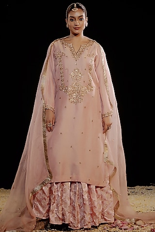 Baby Pink Brocade Gharara Set by Gul by Aishwarya
