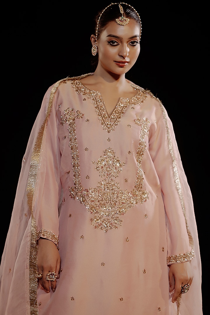 Baby Pink Brocade Gharara Set by Gul by Aishwarya at Pernia's Pop Up Shop