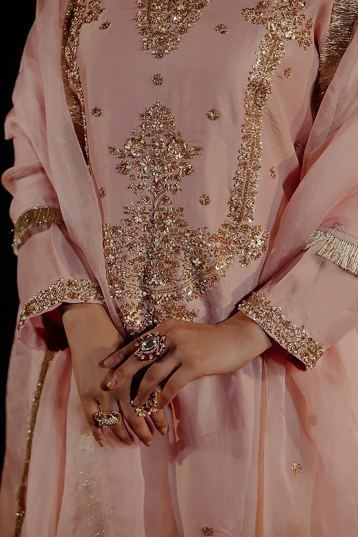 Baby Pink Brocade Gharara Set by Gul by Aishwarya at Pernia's Pop Up Shop