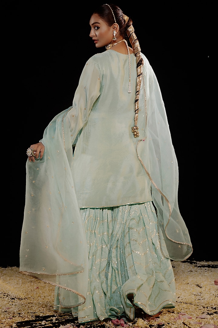 Firozi Chanderi Gharara Set by Gul by Aishwarya at Pernia's Pop Up Shop