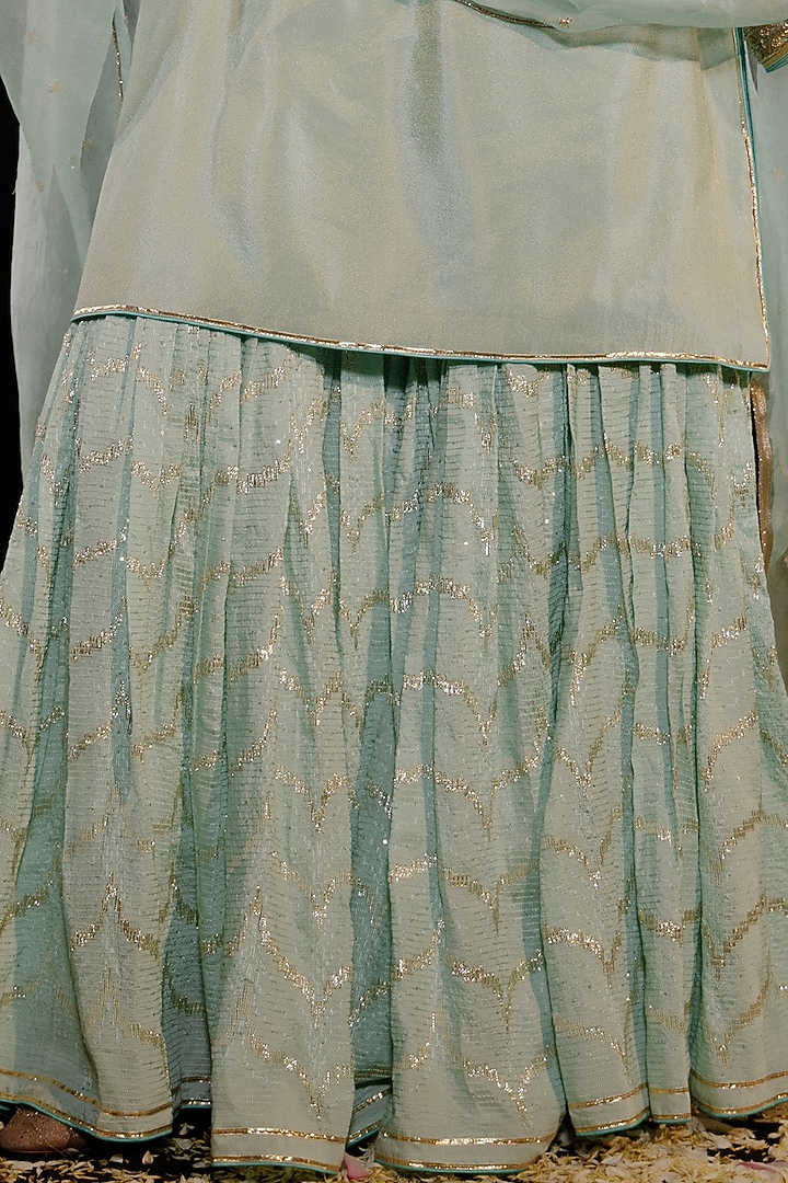 Firozi Chanderi Gharara Set by Gul by Aishwarya at Pernia's Pop Up Shop