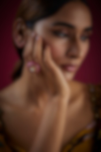 Gold Finish Red Stone Ring In Sterling Silver by GBS Gehna at Pernia's Pop Up Shop