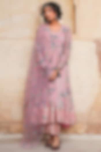 Pink Floral Party Wear Anarkali Set by GulaboJaipur by Saloni Panwar at Pernia's Pop Up Shop