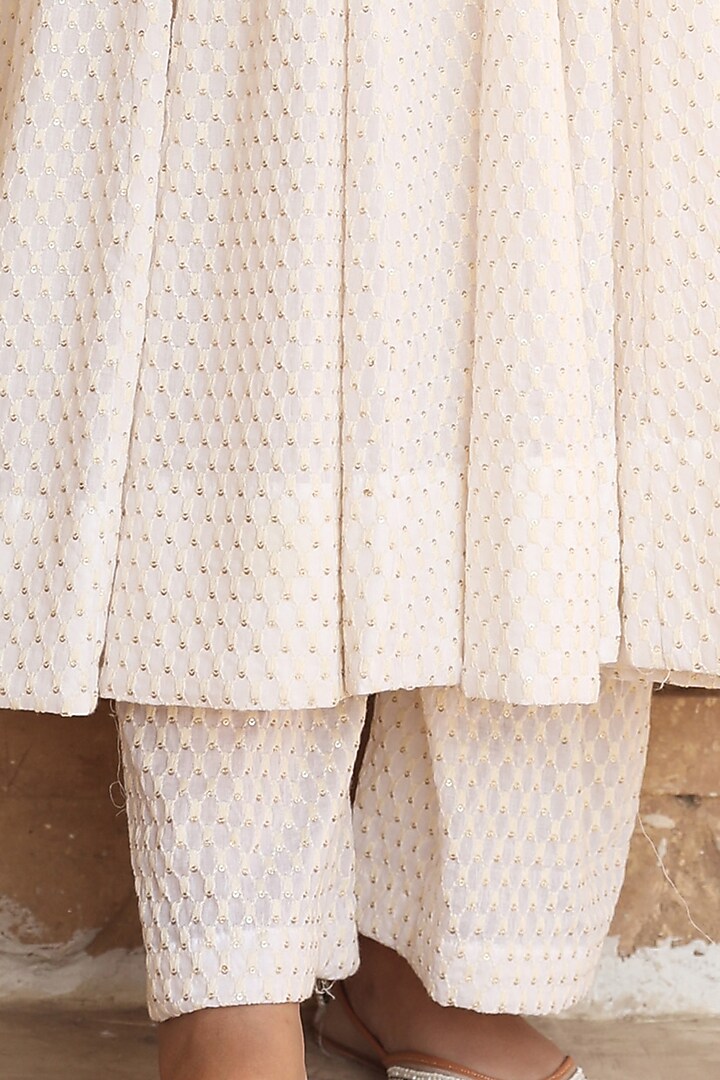 White Embroidered Party Wear Anarkali Set by GulaboJaipur by Saloni Panwar at Pernia's Pop Up Shop