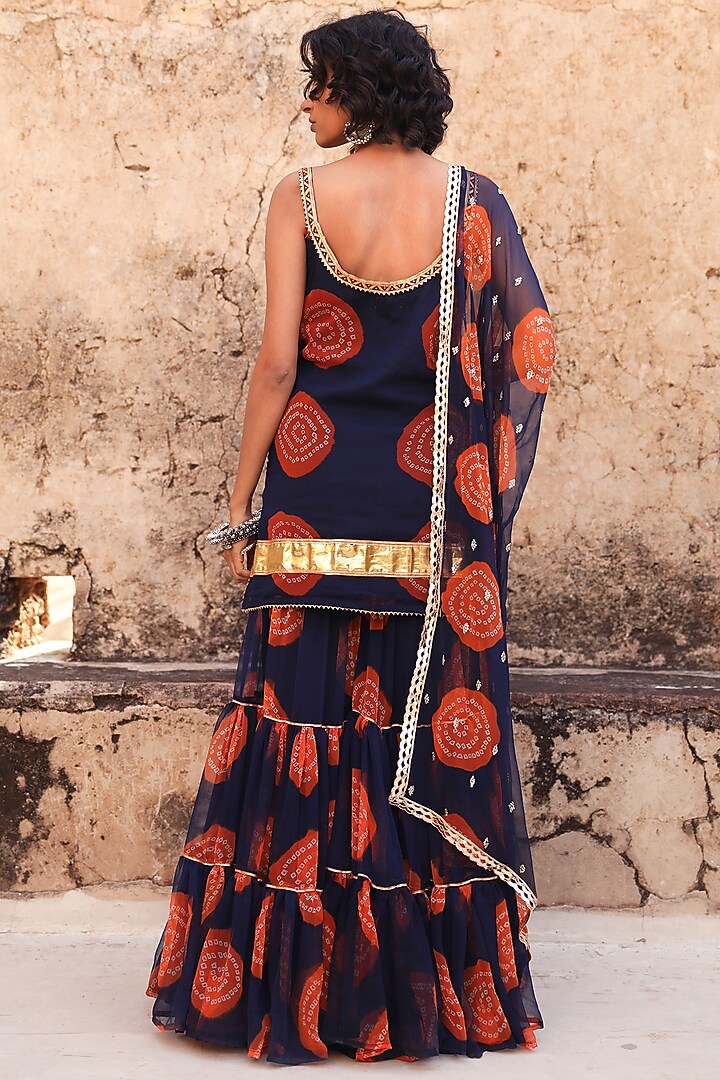 Blue Georgette Party Wear Sharara Set by GulaboJaipur by Saloni Panwar at Pernia's Pop Up Shop