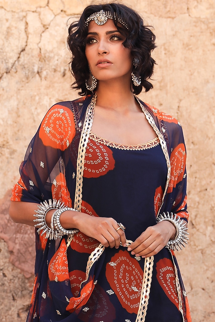 Blue Georgette Party Wear Sharara Set by GulaboJaipur by Saloni Panwar at Pernia's Pop Up Shop