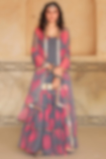 Grey Georgette Party Wear Sharara Set by GulaboJaipur by Saloni Panwar at Pernia's Pop Up Shop