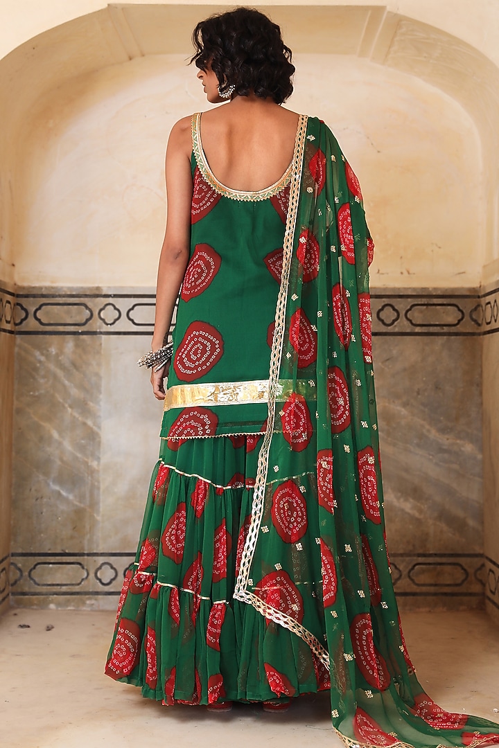 Green Georgette Party Wear Sharara Set by GulaboJaipur by Saloni Panwar at Pernia's Pop Up Shop