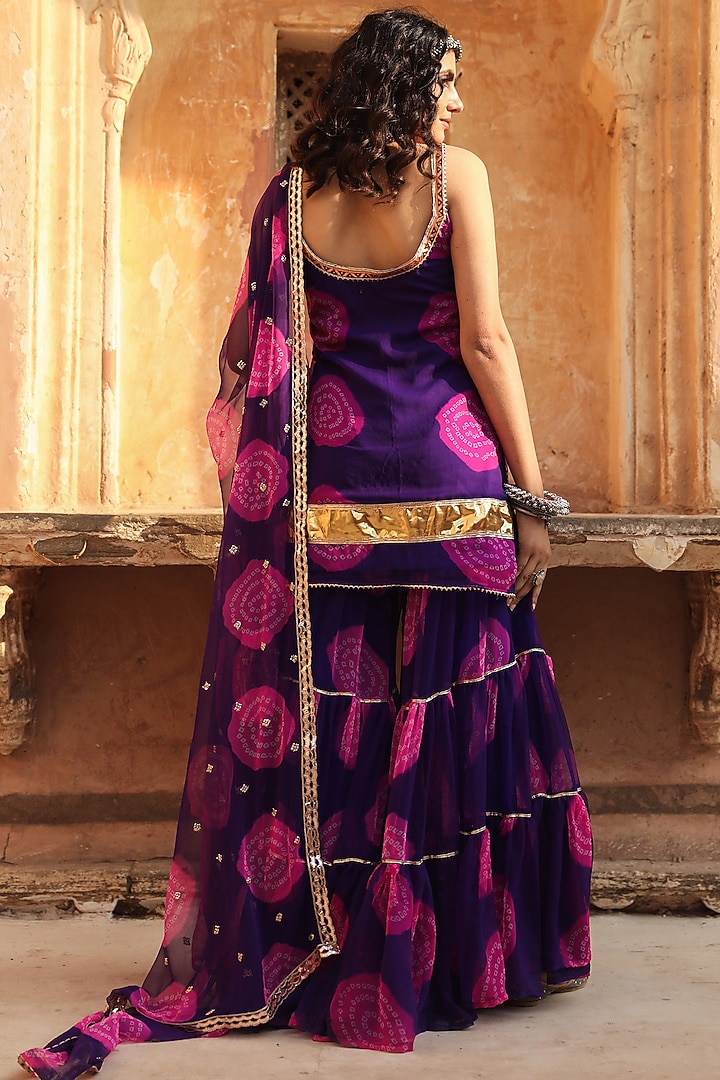Purple Georgette Party Wear Sharara Set by GulaboJaipur by Saloni Panwar at Pernia's Pop Up Shop