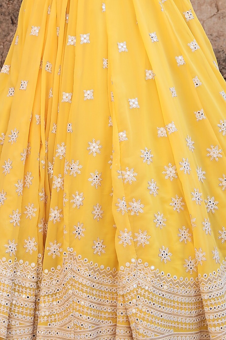 Yellow Mirror Embroidered Engagement Gown by GulaboJaipur by Saloni Panwar at Pernia's Pop Up Shop