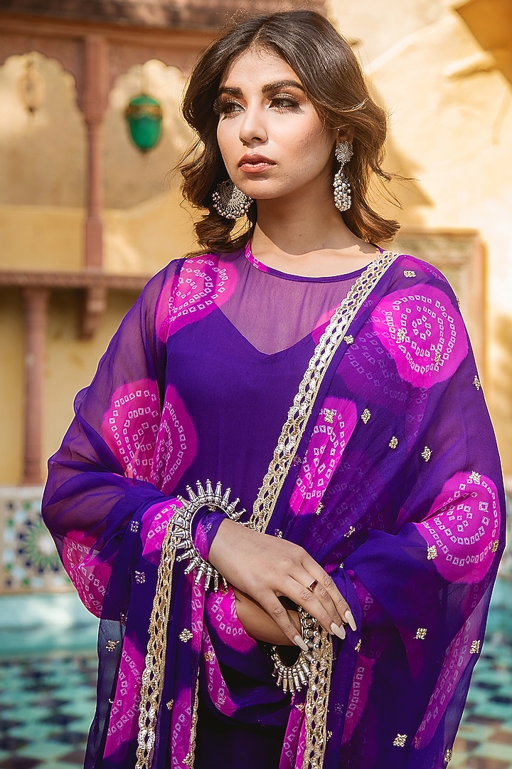 Purple Hand Embroidered Kurta Set by GulaboJaipur by Saloni Panwar at Pernia's Pop Up Shop
