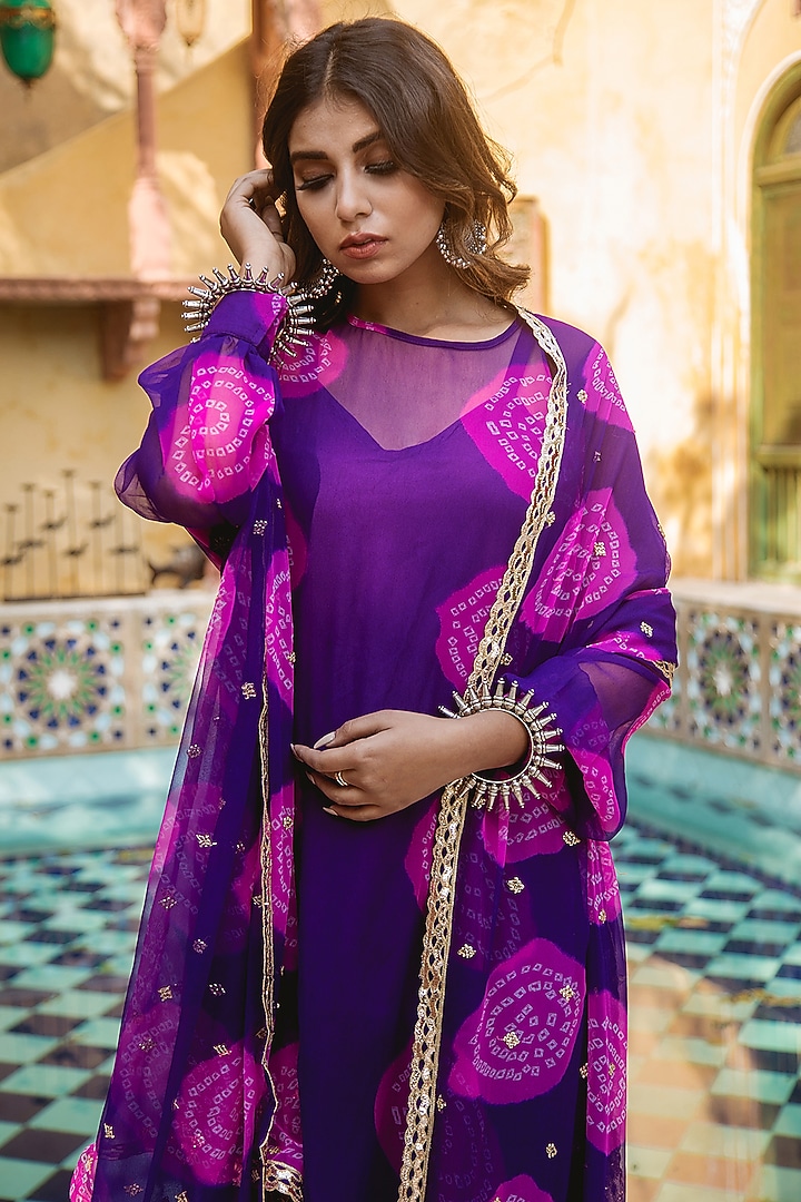 Purple Hand Embroidered Kurta Set by GulaboJaipur by Saloni Panwar at Pernia's Pop Up Shop