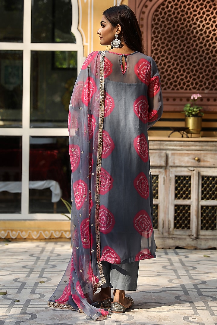 Grey Hand Embroidered Kurta Set by GulaboJaipur by Saloni Panwar at Pernia's Pop Up Shop