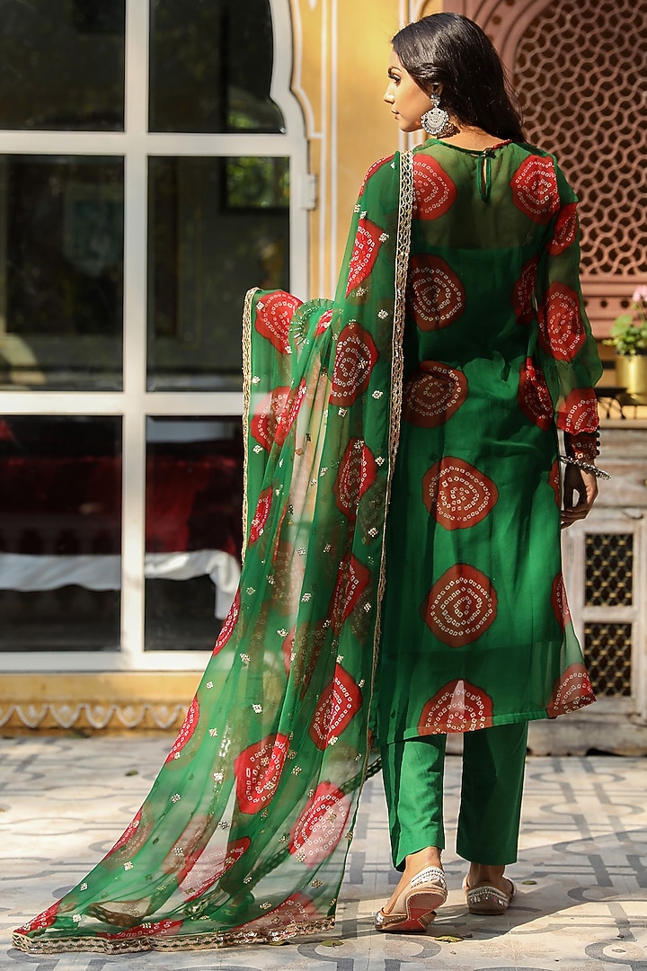 Jungle Green Hand Embroidered Kurta Set by GulaboJaipur by Saloni Panwar at Pernia's Pop Up Shop