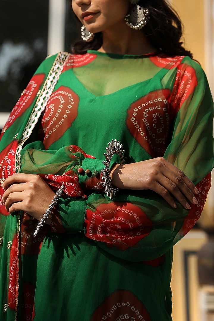 Jungle Green Hand Embroidered Kurta Set by GulaboJaipur by Saloni Panwar at Pernia's Pop Up Shop