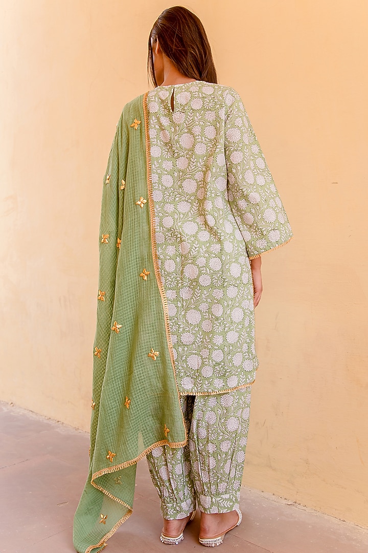 Mint Hand Embroidered Straight Kurta Set by GulaboJaipur by Saloni Panwar at Pernia's Pop Up Shop