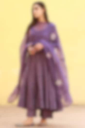 Purple Handcrafted Anarkali Set by GulaboJaipur by Saloni Panwar
