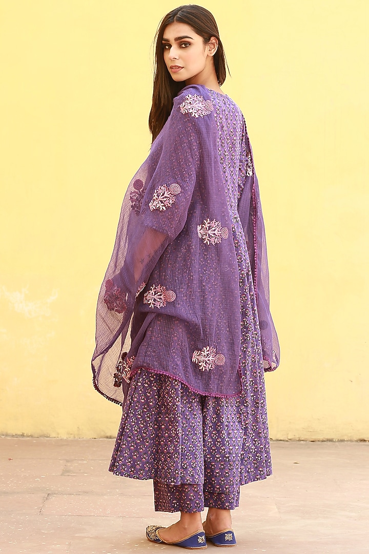 Purple Handcrafted Anarkali Set by GulaboJaipur by Saloni Panwar at Pernia's Pop Up Shop
