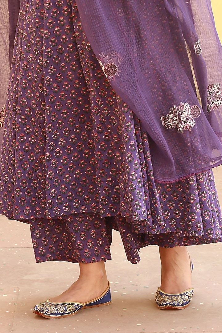 Purple Handcrafted Anarkali Set by GulaboJaipur by Saloni Panwar at Pernia's Pop Up Shop