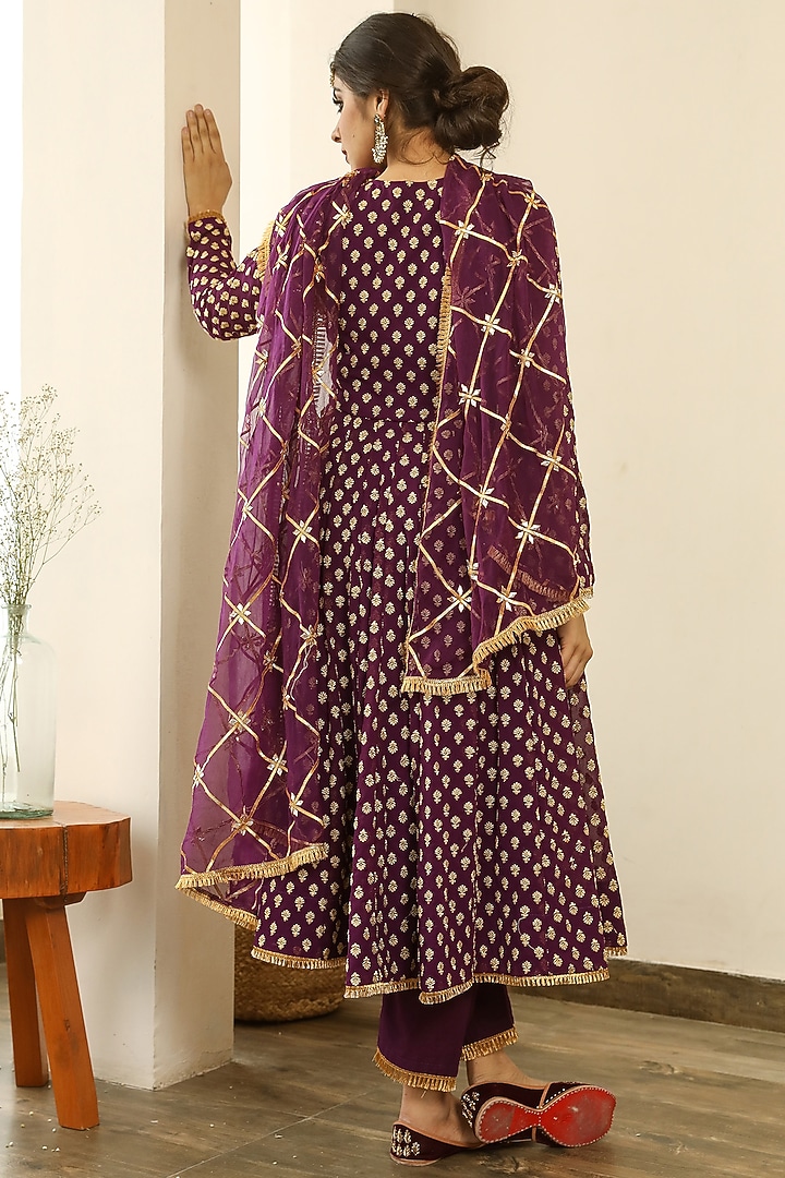 Purple Georgette Party Wear Anarkali Set by GulaboJaipur by Saloni Panwar at Pernia's Pop Up Shop