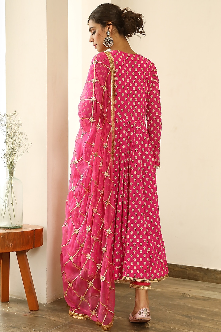 Rani Pink Georgette Party Wear Anarkali Set by GulaboJaipur by Saloni Panwar at Pernia's Pop Up Shop