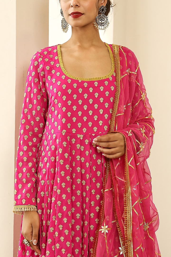 Rani Pink Georgette Party Wear Anarkali Set by GulaboJaipur by Saloni Panwar at Pernia's Pop Up Shop