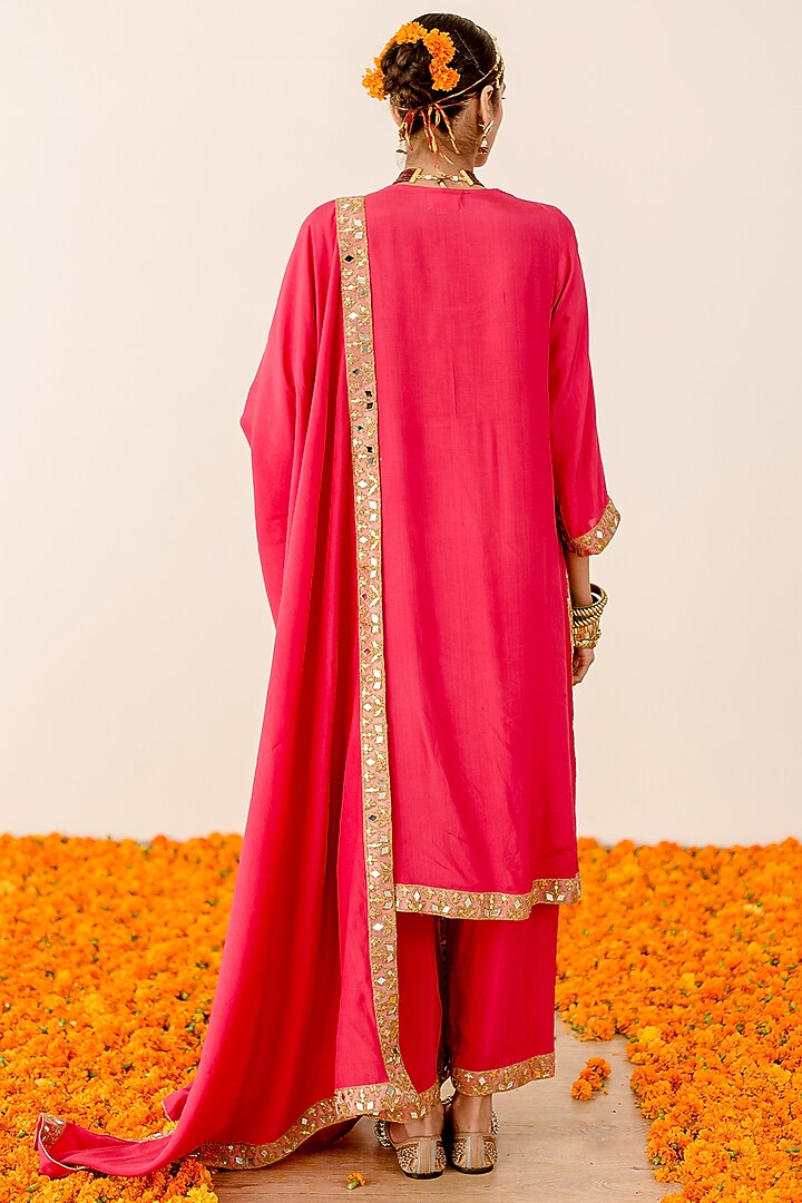 Pink Muslin Embroidered Handcrafted Kurta Set by GulaboJaipur by Saloni Panwar at Pernia's Pop Up Shop