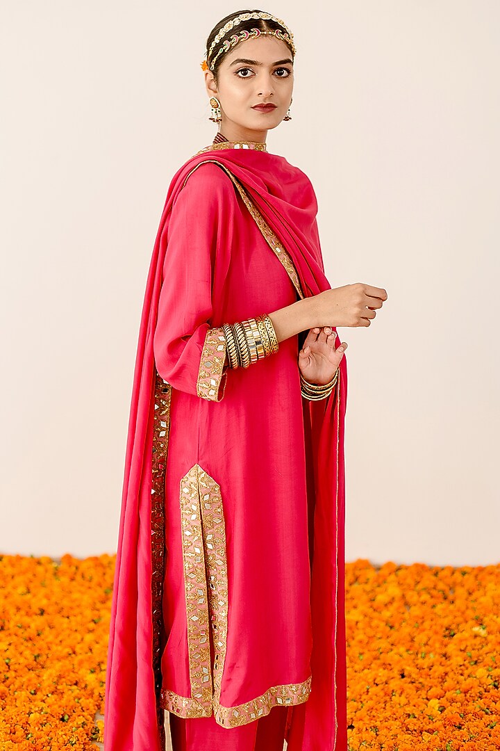 Pink Muslin Embroidered Handcrafted Kurta Set by GulaboJaipur by Saloni Panwar at Pernia's Pop Up Shop