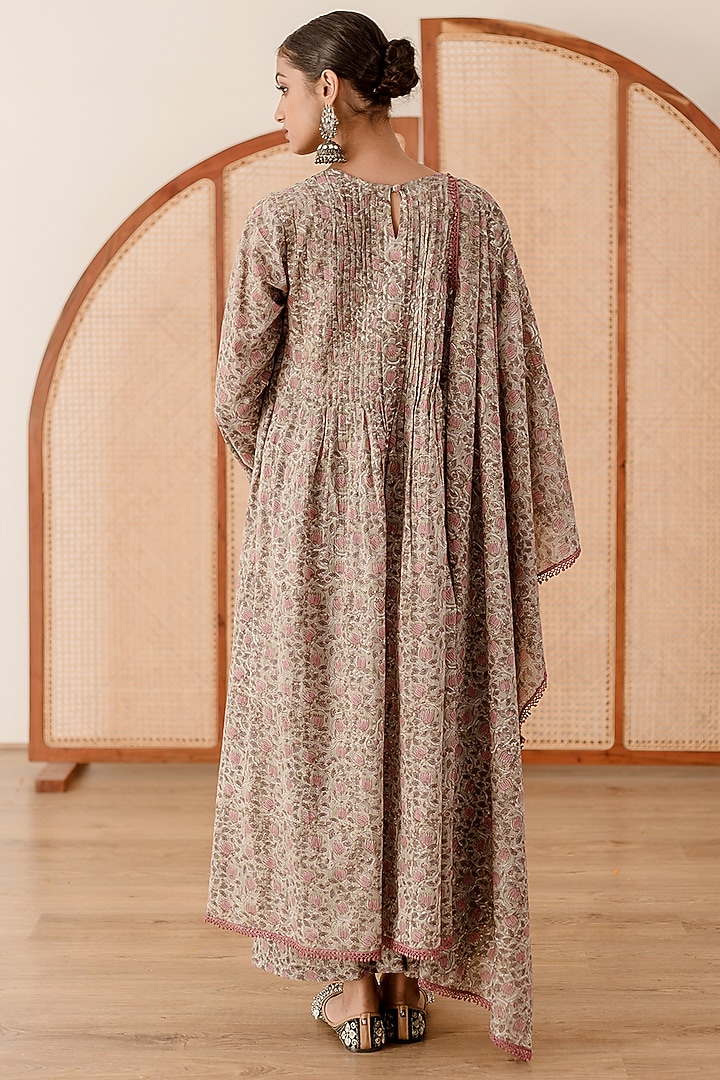 Grey Cotton Printed Anarkali Set by GulaboJaipur by Saloni Panwar at Pernia's Pop Up Shop