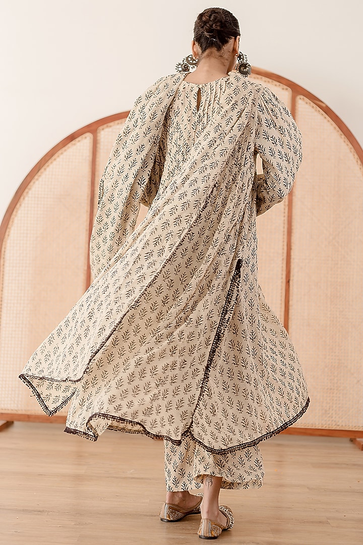 Off-White Cotton Printed Anarkali Set by GulaboJaipur by Saloni Panwar at Pernia's Pop Up Shop