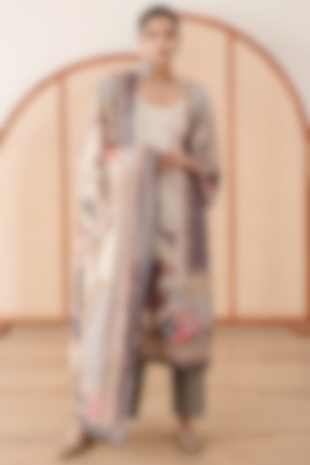 Grey Muslin Printed Handcrafted Kurta Set by GulaboJaipur by Saloni Panwar at Pernia's Pop Up Shop