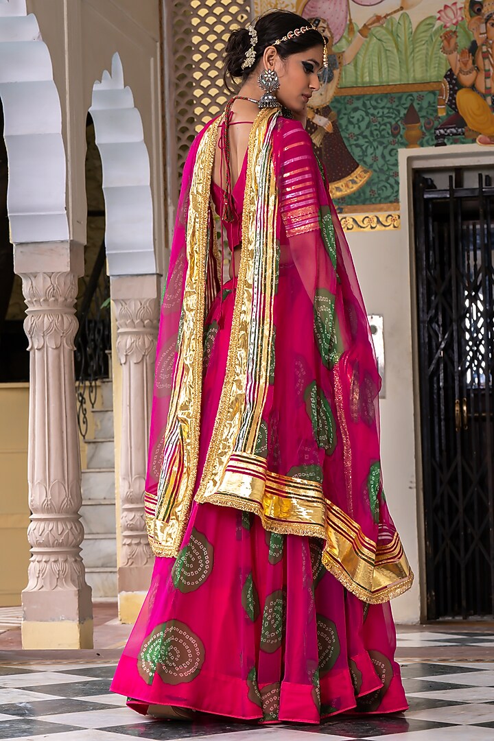 Pink Chiffon Embroidered Lehenga Set by GulaboJaipur by Saloni Panwar at Pernia's Pop Up Shop