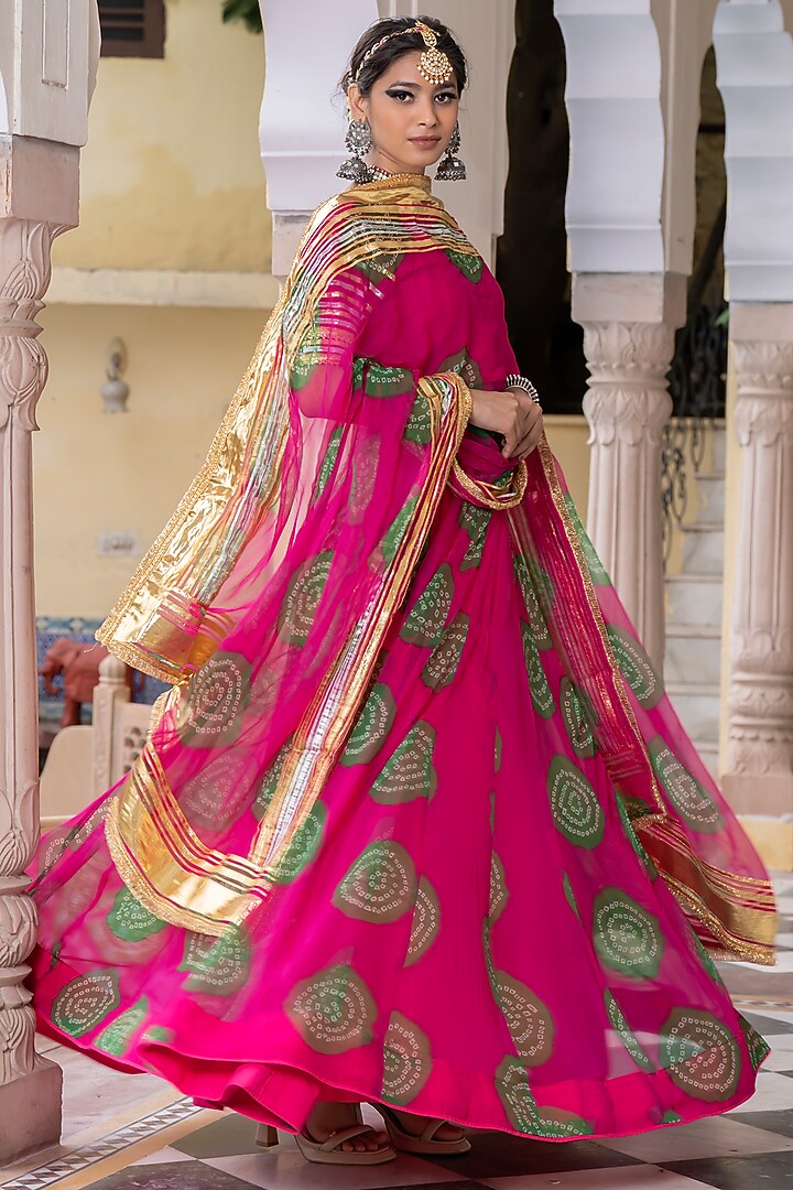 Pink Chiffon Embroidered Lehenga Set by GulaboJaipur by Saloni Panwar at Pernia's Pop Up Shop