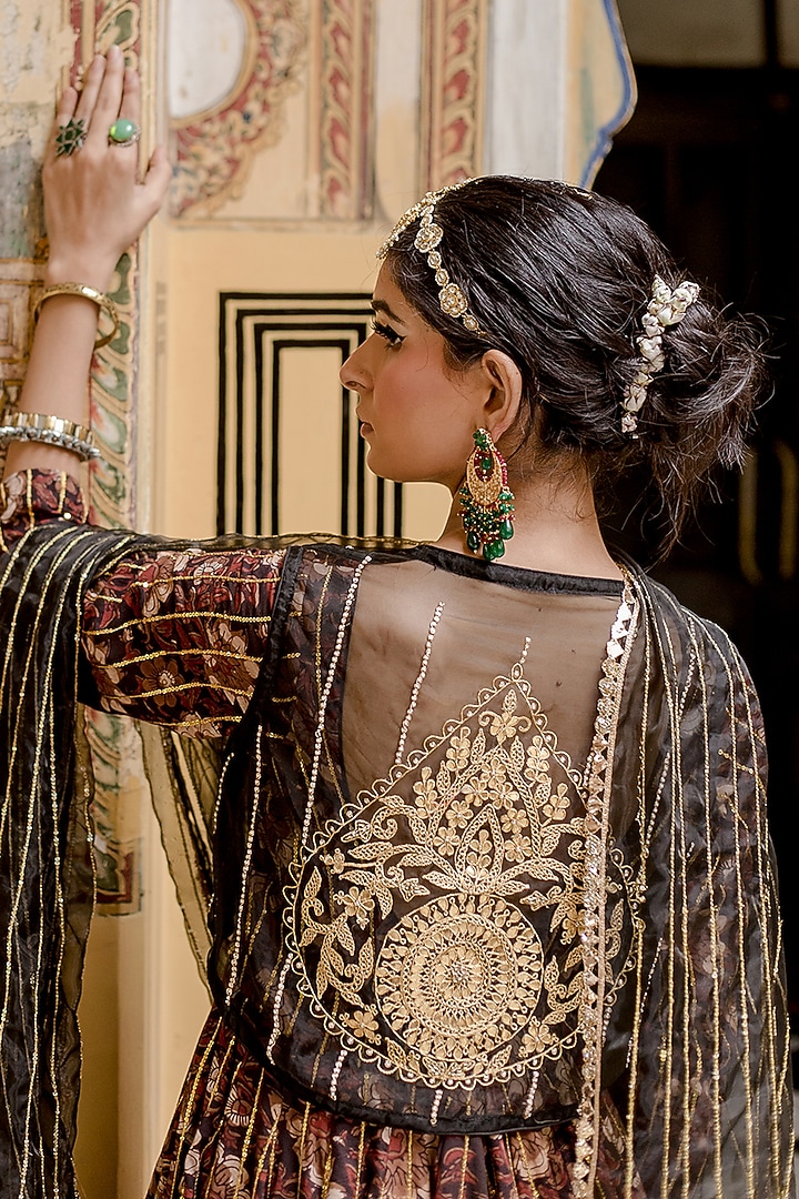 Multi-Colored Cotton Hand Block Printed Wedding Anarkali Set by GulaboJaipur by Saloni Panwar at Pernia's Pop Up Shop