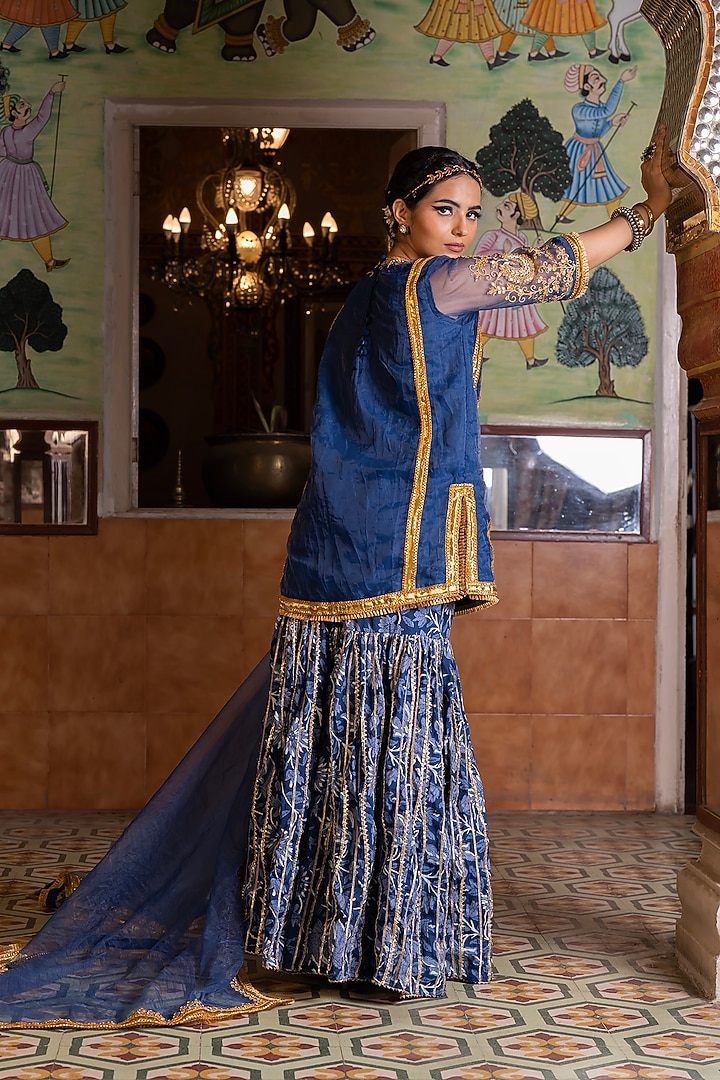 Blue Cotton Wedding Sharara Set by GulaboJaipur by Saloni Panwar at Pernia's Pop Up Shop