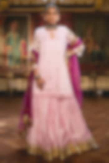 Pink Chanderi Embroidered Sharara Set by GulaboJaipur by Saloni Panwar