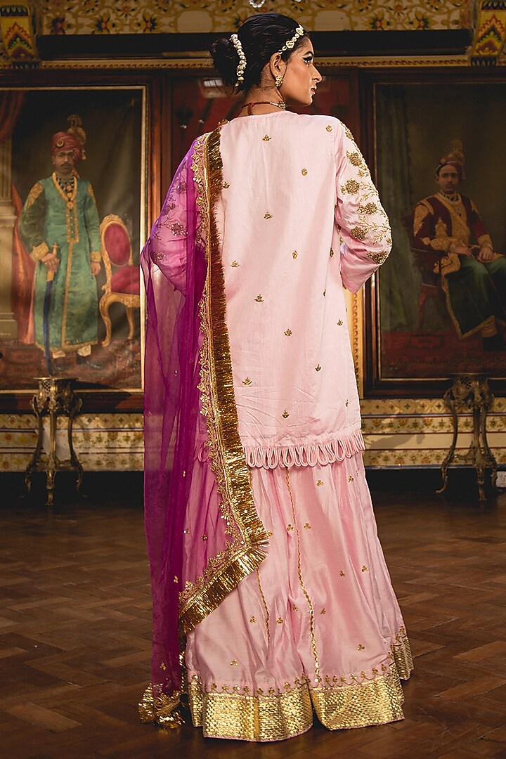Pink Chanderi Embroidered Bridal Sharara Set by GulaboJaipur by Saloni Panwar at Pernia's Pop Up Shop