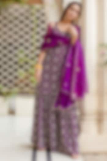 Purple Embroidered Sharara Set by GulaboJaipur by Saloni Panwar at Pernia's Pop Up Shop