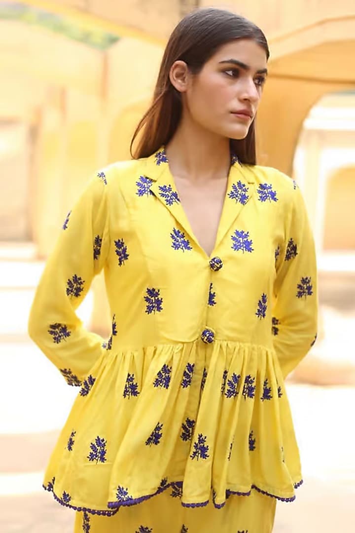 Yellow Cotton Modal Pants by GulaboJaipur by Saloni Panwar at Pernia's Pop Up Shop