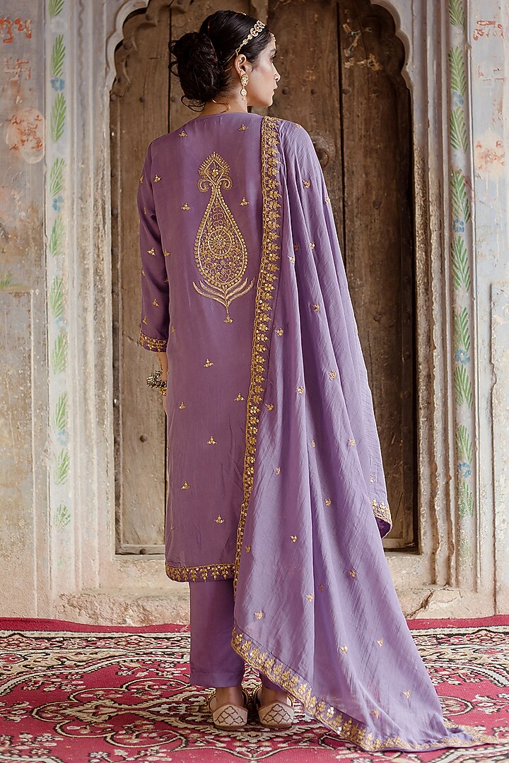 Purple Embroidered Kurta Set by GulaboJaipur by Saloni Panwar at Pernia's Pop Up Shop