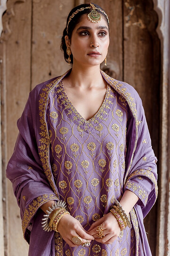Purple Embroidered Kurta Set by GulaboJaipur by Saloni Panwar at Pernia's Pop Up Shop