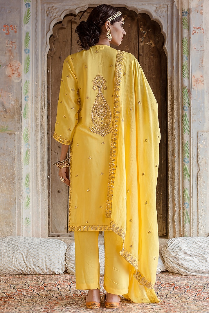 Yellow Embroidered Kurta Set by GulaboJaipur by Saloni Panwar at Pernia's Pop Up Shop