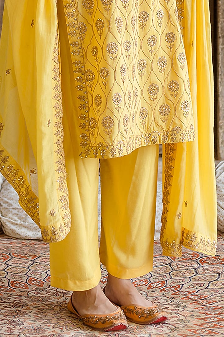 Yellow Embroidered Kurta Set by GulaboJaipur by Saloni Panwar at Pernia's Pop Up Shop