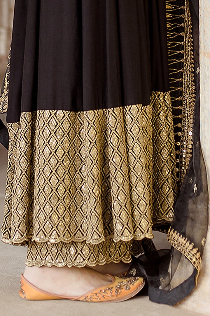 Black Embroidered Party Wear Anarkali Set by GulaboJaipur by Saloni Panwar at Pernia's Pop Up Shop