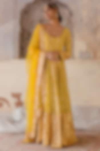 Yellow Embroidered Gown With Dupatta by GulaboJaipur by Saloni Panwar at Pernia's Pop Up Shop